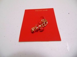 Department Store  1.25&quot; gold tone candy cane with bow pin L216 - £6.62 GBP