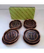 Set 8 Hyde Park Copper Metal Bronze Coasters Monogram Letter Initial M W... - $61.42 CAD