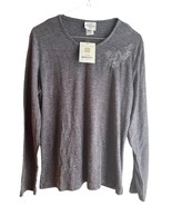 VTG Bentley Women’s V-Neck Shirt Large Embroidery Mom Heather Gray New 1... - $18.57