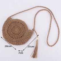 Round Soft Paper Rope Shoulder Bag Tassel Summer Beach Handmade Crossbody Bags W - £17.92 GBP