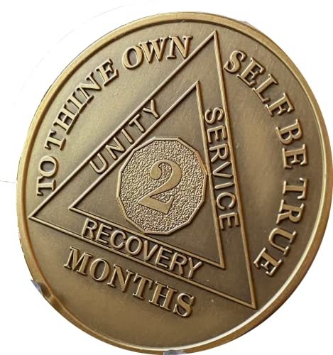RecoveryChip Engravable 2 Month AA Medallion Large 1.5" Heavy Premium Bronze 60