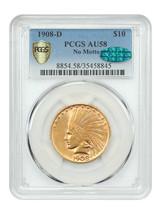 1908-D $10 PCGS/CAC AU58 (No Motto) - £2,002.95 GBP
