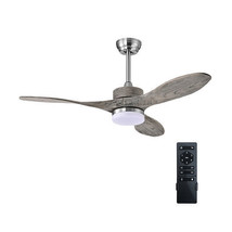 48 Inch Wood Ceiling Fan with LED Lights and 6 Speed Levels - Color: Silver - £184.95 GBP