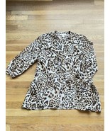 Michael Kors Womens Blouse Brown Size 8 Leopard Print Peplum MSRP $150 - $59.39