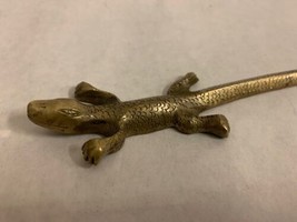 Vintage Brass Lizard Paperweight, Desk Accessory, Lizard, Gecko Figurine - $19.79