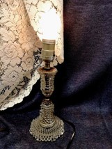 Working Antique-Vintage Cut Crystal Glass Hobnail Table Lamp 10 3/4” Tall - £11.65 GBP
