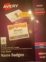Avery® Garment Friendly™ Clip Style Name Badges, Rectangular, 3&quot; x 4&quot;, W... - £42.35 GBP