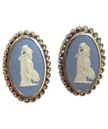 Vintage Wedgwood Blue Jasperware sterling silver Screw back earrings - $94.46 CAD