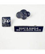 THREE Vintage The Gap Pin Pinback Buttons Blue Silver Tone Butterfly Clutch - $47.98 CAD
