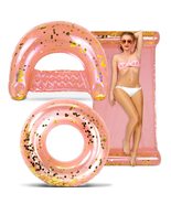 Rose Gold Inflatable Pool Floats Seating Bundle 3 Pieces Pack â56 X 30... - $63.99