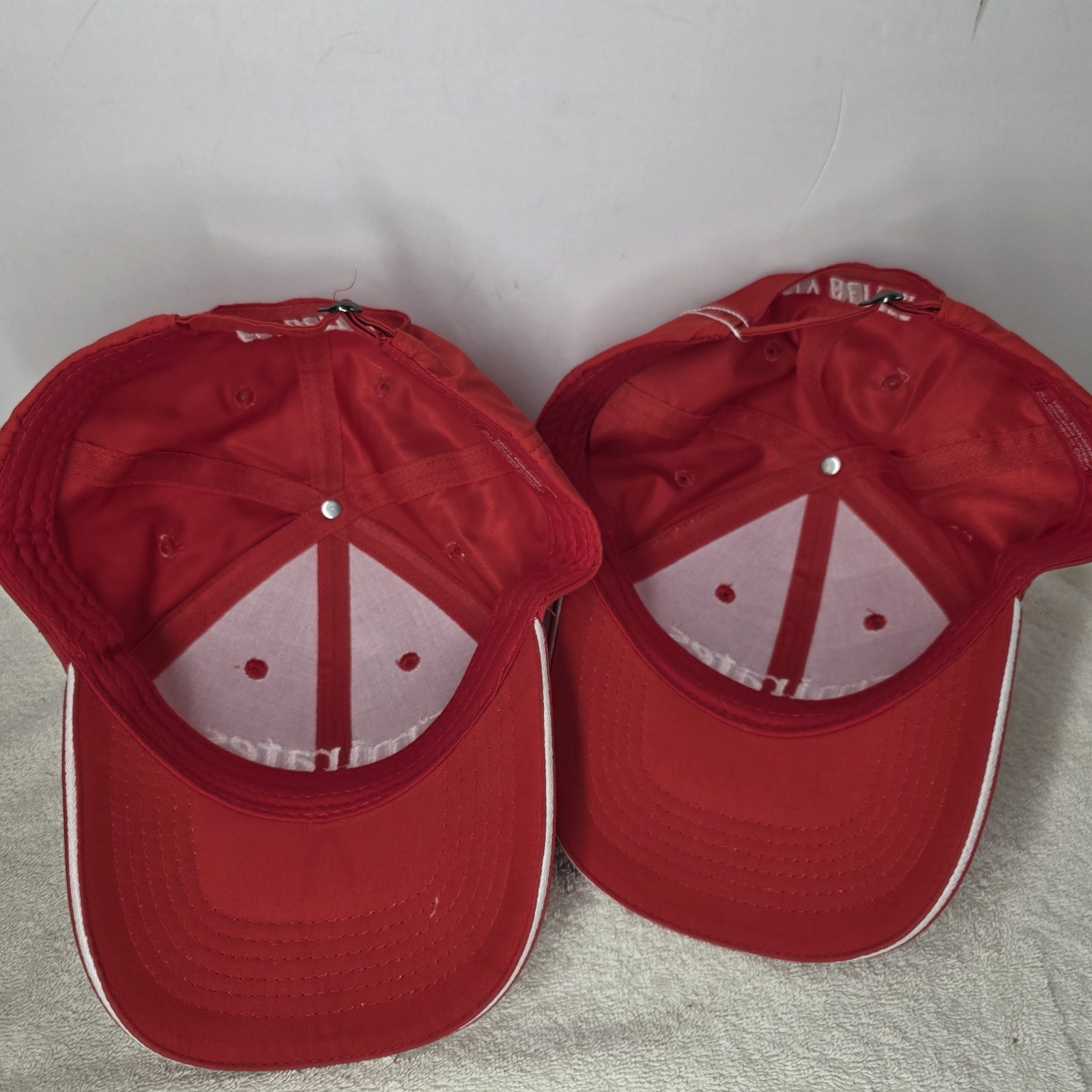 Pair Of Emirates Airline Red White Rim Baseball Cap Adjustable Buckle Hats Item image 14