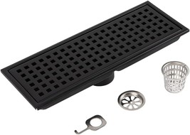 Heaorld 12 Inch Linear Shower Drain, Black With Accessories, Grid Shower Floor - £40.93 GBP