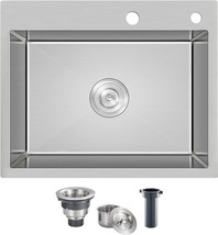 Menatt 24 Inch Drop-In Kitchen Sink, 304 Stainless Steel Topmount, 24&quot;X1... - £184.06 GBP