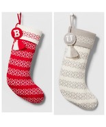 Christmas Stocking Initial Monogram Fair Isle Knit 19" A-Z Wondershop YOU PICK - £9.33 GBP