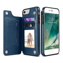 PU Blue Leather Flip Case Apple iPhone (SE2020 12 11 X 8 7 6 Plus Max Pro S) - £15.97 GBP