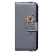 Anymob iPhone Case Gray Flip Leather Skin Silicone Bear Design Wallet Phone - £22.73 GBP