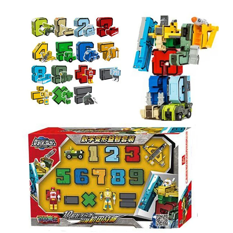 With Box Assemble Number Robots Transformation Blocks Action Figure Car ... - $32.90+