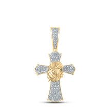 10kt Yellow Gold Mens Round Diamond Eagle Cross Charm Pendant 1/2 Cttw - £607.43 GBP