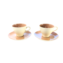 2 Sets Harkerware EVERGLADES Coffee Tea Cups Saucers Cat Tails Vtg Retro Pottery - £21.98 GBP
