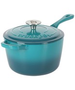 Crock-Pot Artisan 3 Quart Enameled Cast Iron Saucepan with Lid in Teal a... - $89.19