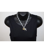 Halloween Costume Lock + Key Plastic Chain Necklace Gold &amp; Silver Tone P... - €9,68 EUR