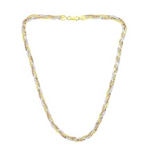 Elegant Tri-Colored Finishes Sterling Silver 18-Inch Flat Snake Chain Necklace - £49.82 GBP