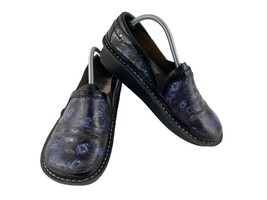 Alegria Debra Peacock Womens Shoes Black Purple 41 / 10.5 M Leather Nurse Clogs - $47.34