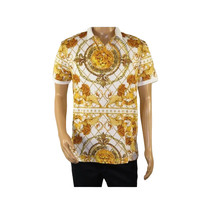 Mens PLATINI Sports Polo Shirt With Rhine Stones Lion Medallion DPP8246 White image 2
