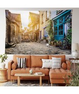 Wanderlust Tapestry, Old Town In Europe At Sunset Retro Vintage Coffee S... - £31.79 GBP