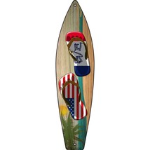 Iowa Flag and US Flag Flip Flop Novelty Mini Metal Surfboard MSB-253 - $16.95