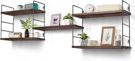 Houthvige Premium Floating Shelves With Sturdy Metal Frame Durable, Dark Brown - £37.79 GBP