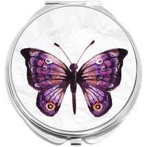 Purple Butterfly on Grey Compact with Mirrors - Perfect for your Pocket or Purse - £9.43 GBP