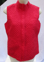 Orvis 100% Silk Full Zip Red Quilted Paisley Vest Pockets Women&#39;s Sz 8 W... - $19.00