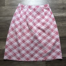 Vintage 70s Polyester Skirt Pink Plaid A Line Womens Small Knee Length S... - $15.00