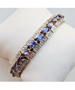 925 STERLING SILVER BOHEMIAN STYLE OVAL 6X4MM  AMETHYST GOLD PLATTED BRA... - $206.73 CAD