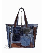 Upcycled Denim Patchwork Hobo Bag: Jeans &amp; Leather - €163,28 EUR