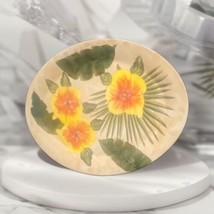 GARDEN RIDGE Pottery Oval Serving Platter Ceramic Floral Palm Leaves Tray - £61.50 GBP