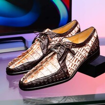 Caribe Rustic Caiman Crocodile Dress Derby's Shoes White / Brown image 6