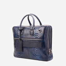 The Cortona Navy Blue Python Leather Men’s Laptop Briefcase image 2