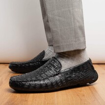 Remo Genuine Caiman Slip On Driving Loafers Black image 10