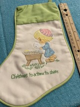 Vintage Enesco Christmas Stocking 1979 Precious Moments Boy At Manager 10 X5” - £1.59 GBP