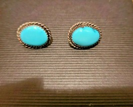 Vintage Turquoise Silver Pierced Earrings Post with Butterfly Backs - $129.99