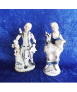 Colonial Couple Ceramic Figurines Blue and White Unbranded No Mark - £17.29 GBP