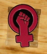 Protest March Pinback Button Women&#39;s Rights Pink Raised Feminist Fist - $12.86