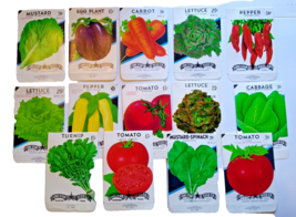 Vintage 1950&#39;s Vegetable Seed Packs EMPTY Lot 4 Egg Plant Peppers Lettuce Tomato - $16.83