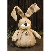 farmhouse country Easter decor WILMER BUNNY rabbit burlap fabric 15&quot; doll - $59.99