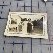 Vintage Photograph Two Women Arms Around Each Other With Car 1930s Or 40s  - £15.92 GBP