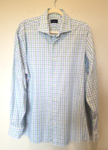 Proper Cloth Button Up Shirt Mens Large Plaid Blue Green Check - £14.90 GBP