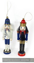 Pair of 2 Small 5&quot; Nutcracker Wooden Christmas Ornaments (Circa 2000s) - $12.18