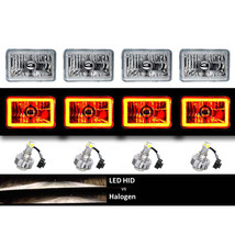 4X6&quot; Amber SMD Halo Glass/Metal Headlight 6K LED H4 Light Bulb Headlamp Set - £227.73 GBP